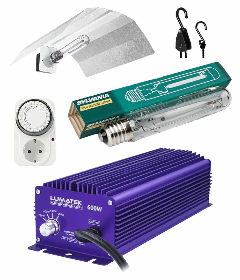Beleuchtungsset 600 W mit Lumatek Vorschaltgerät und Sylvania Leuchtmittel Produktbilder Beleuchtungsset 600W Lumatek Vorschaltgeraet Sylvania