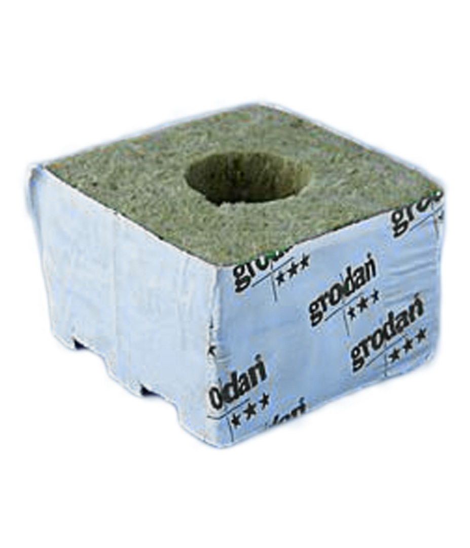 Grodan Kulturblock aus Steinwolle 100 x 100 x 65mm mit großem Loch - min. 6 Stück Growversand steinwolle gordan steinwollwürfel 10x10x6,5cm großes loch
