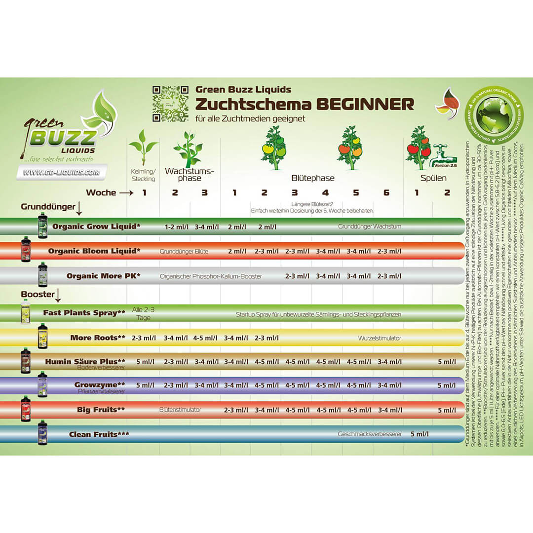 Green Buzz Liquids Zuchtschema Beginner