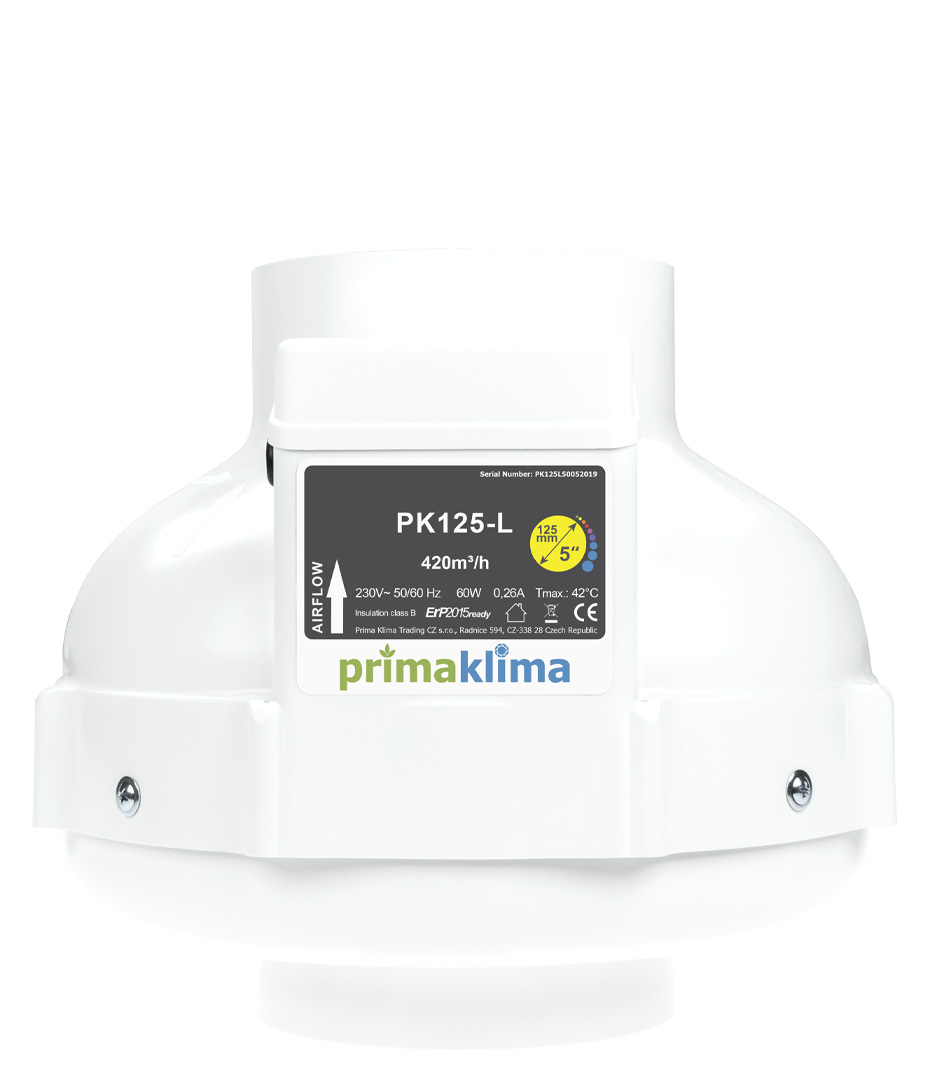 Prima Klima PK125-L AC Ventilator 360 m³/h 125 mm Growversand primaklima 125mm einstufig 360m³h vorne