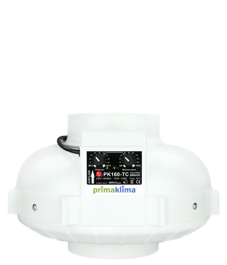 Prima Klima PK160-TC AC Ventilator 800 m³/h temperaturgesteuert 160 mm Growversand primaklima 160mm temp 800m³h