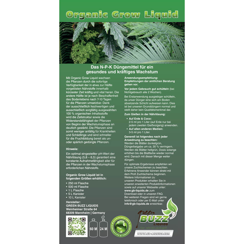 Green Buzz Liquids | Organic Grow Liquid 500 ml