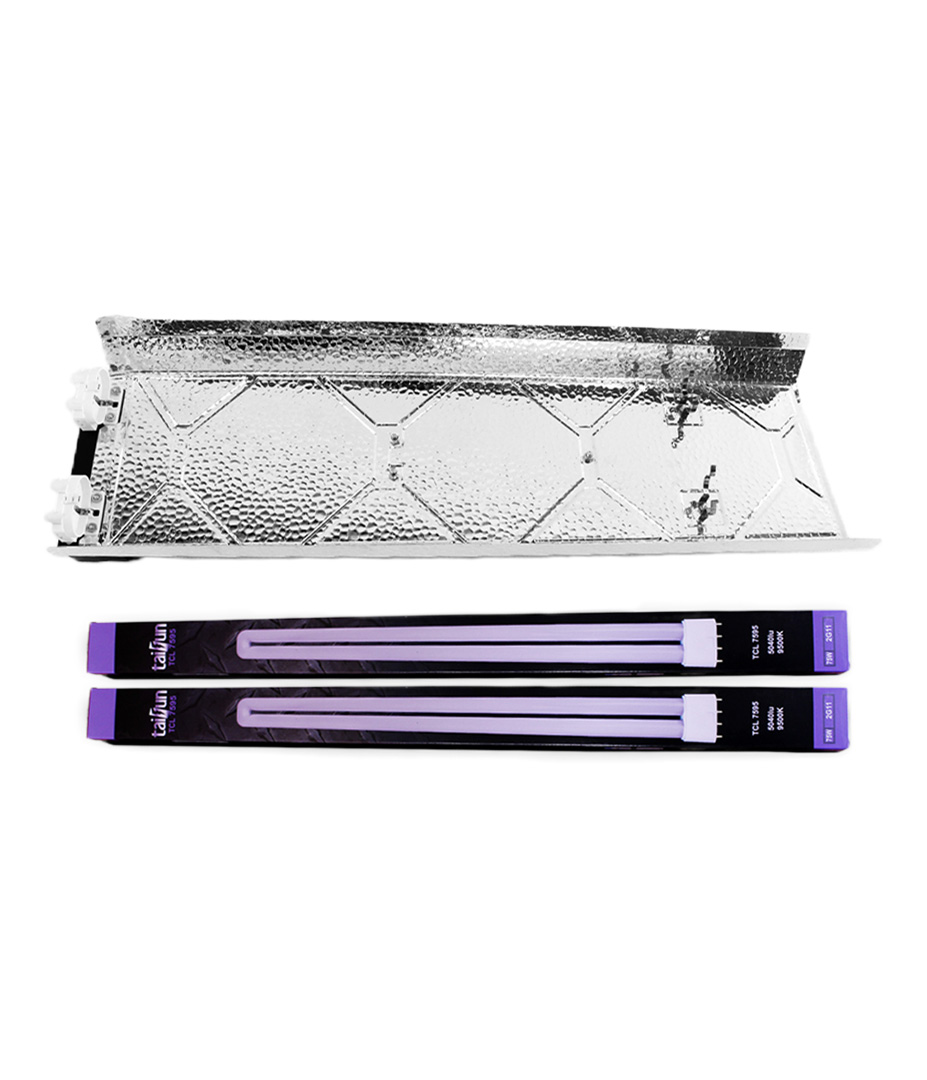 Taifun Beleuchtungsarmatur 2x 75 W 2G11 inkl. 2x Taifun TCL Neonröhre 75 W Violett (9500 K) Growversand taifun stecklingsarmatur 2x75w 2xviolett 9500k