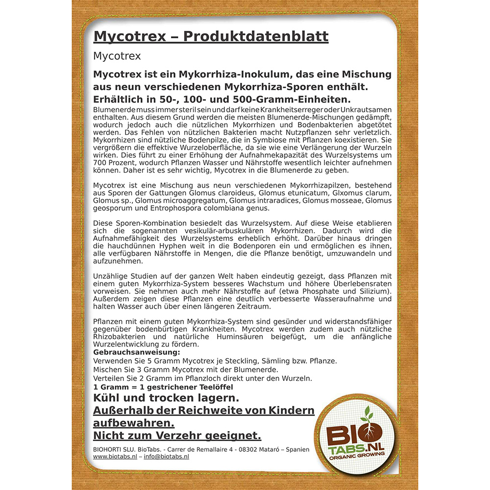 BioTabs Mycotrex Produktdatenblatt