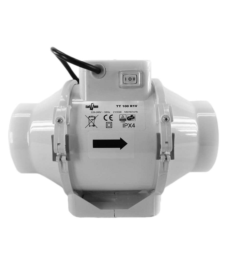 Taifun Inline Ventilator 2-stufig 145/187 m³/h 100mm Growversand taifun 2speed inline ventilator 145 187m³h 100mm